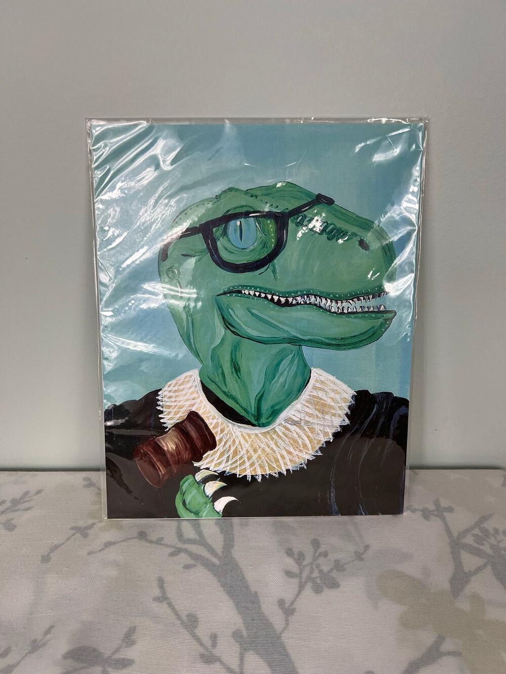 Ruth Bader Ginsburg Dinosor Print by Wandering Warhol traveling art studio 8x10